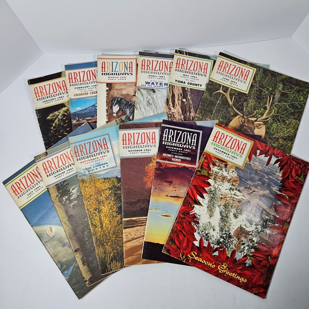 Vintage 1961 Arizona Highways Magazine Full Year Set 12 Issues DeGrazia Art